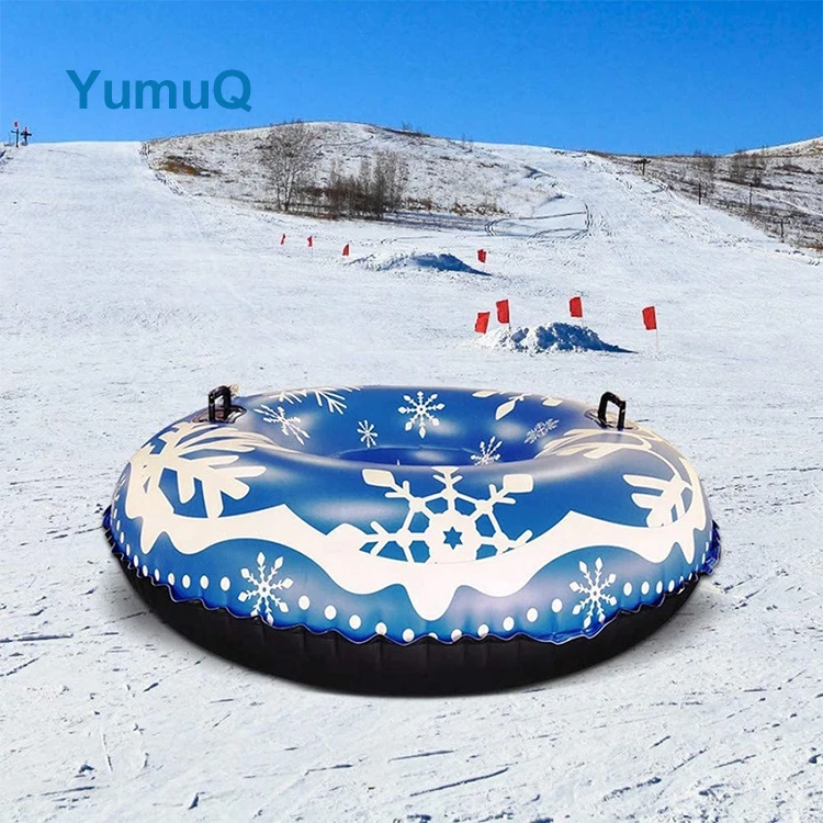 YumuQ Children Adult Hard Plastic Bottom Colorful Durable Snow Ski Toys Inflatable Sledge Tube