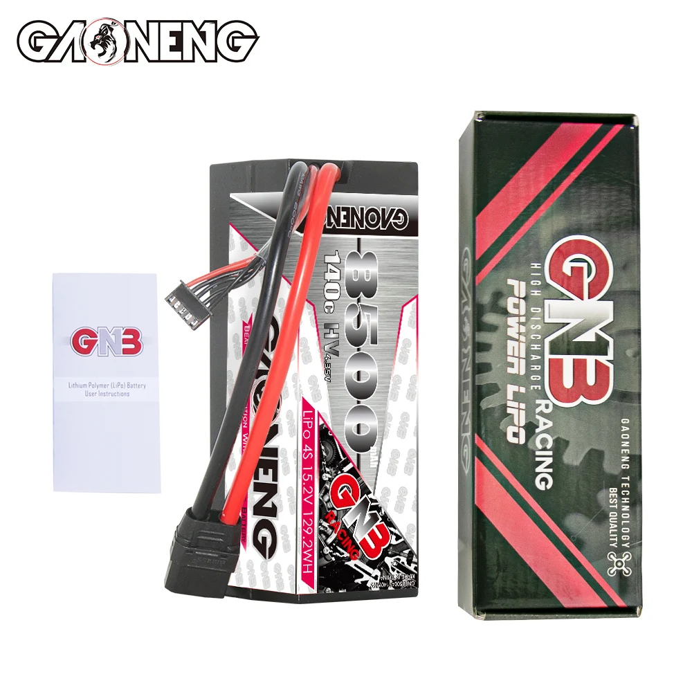 GNB GAONENG 8500MAH 4S 4S2P HV 15.2V 140C XT90 RC LiPo Battery 1:8 1/8 scale RC Racing Car hard case LiHV High Voltage