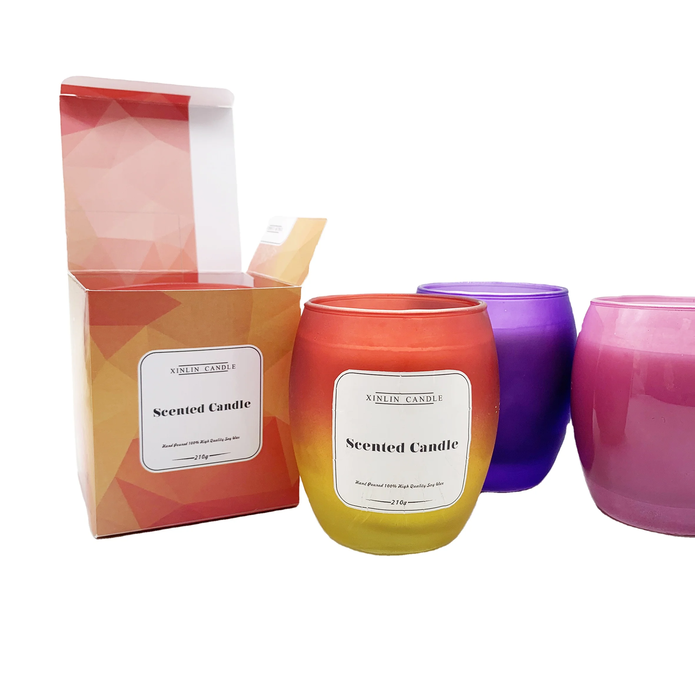 Fashion New Xinlin Candle Wax Aroma Scented Jar Cup Prayer Candle Glass