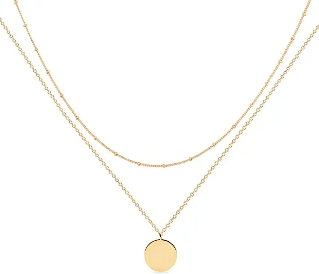 
2020 Layered Blank Coin Necklace Pendant Handmade Gold Plated Dainty Gold Choker Layering Long Necklace For Women 