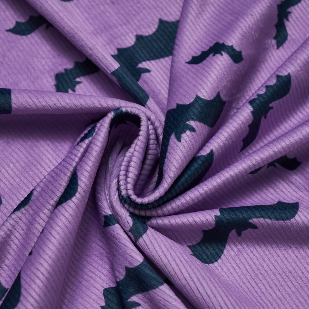 Rib velvet fabric 95 polyester 5 spandex soft custom digital printed stretch fabric for kids