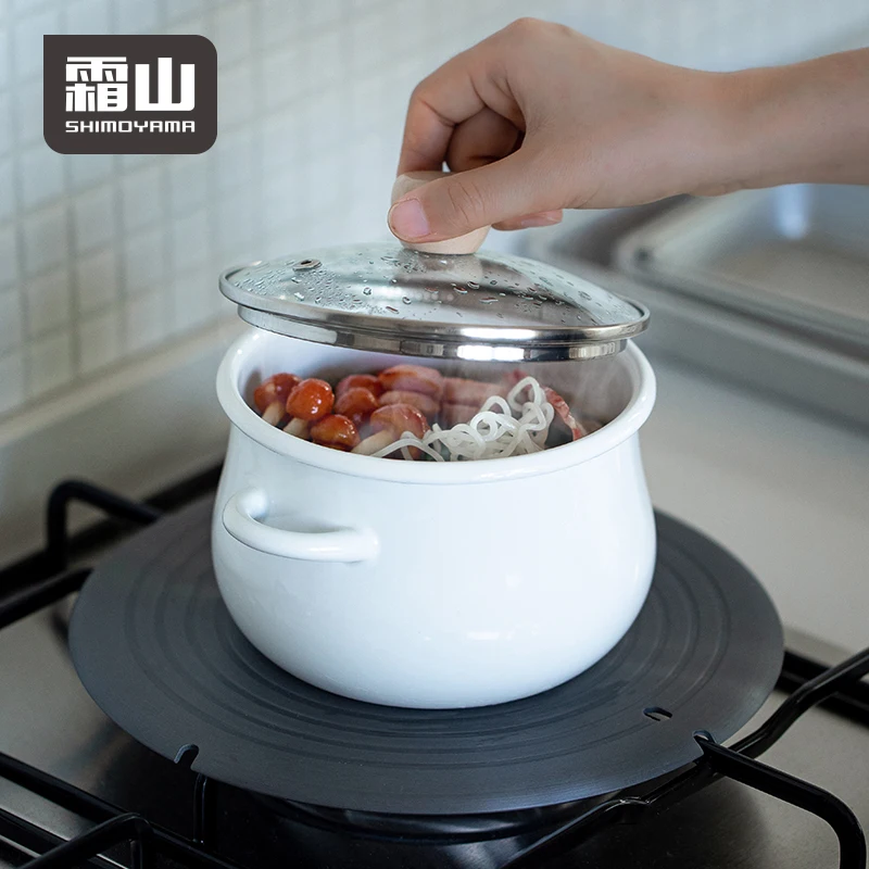 SHIMOYAMA Deep Oil Fried Instant Pot Heavy-Duty Kitchen Cookware Braiser for Soup Enameled Round Pot with Lid and Dual Handles