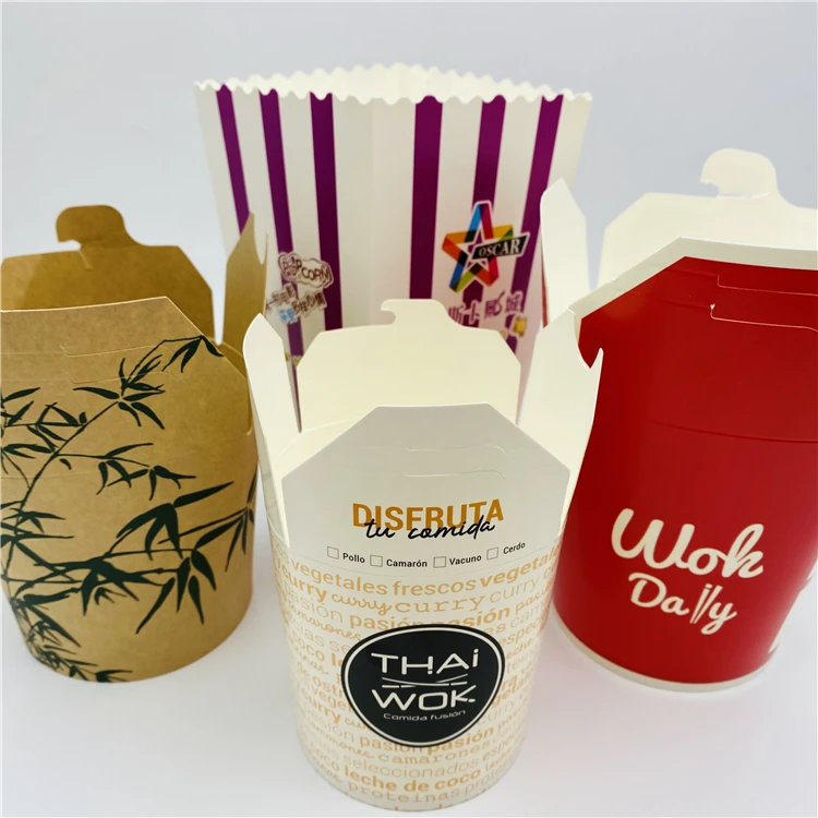 disposable custom printing paper popcorn bucket cups 32oz 40oz 50oz 100oz