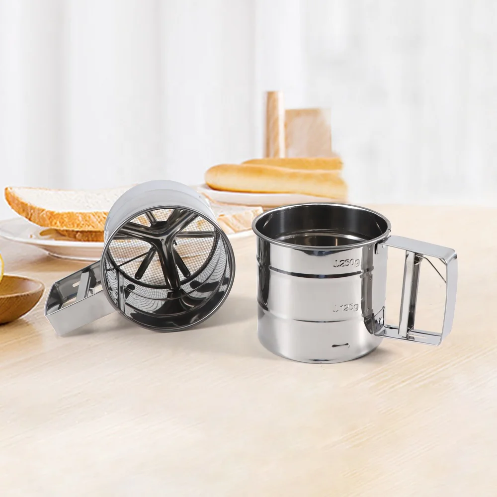 Flour Sieve Stainless Steel Shaker Sieve Cup Flour Sifter Hand Held Baking Tools Baking Strainer Sifters