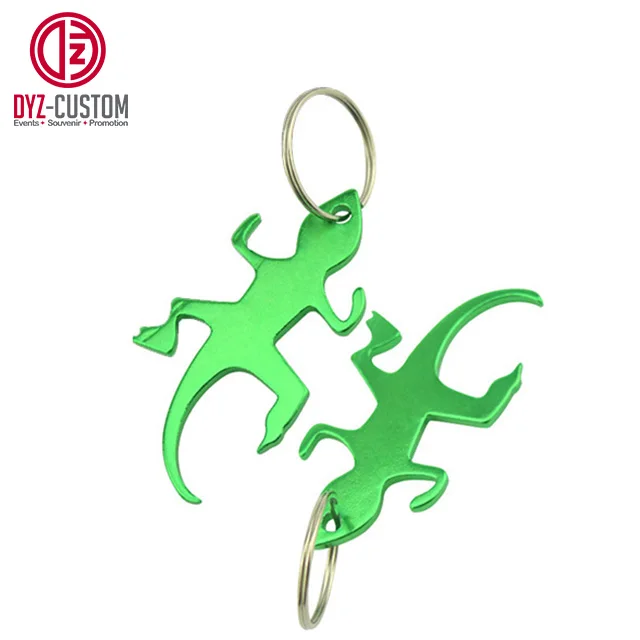 Aluminum alloy lizard shaped bottle opener metal keychain