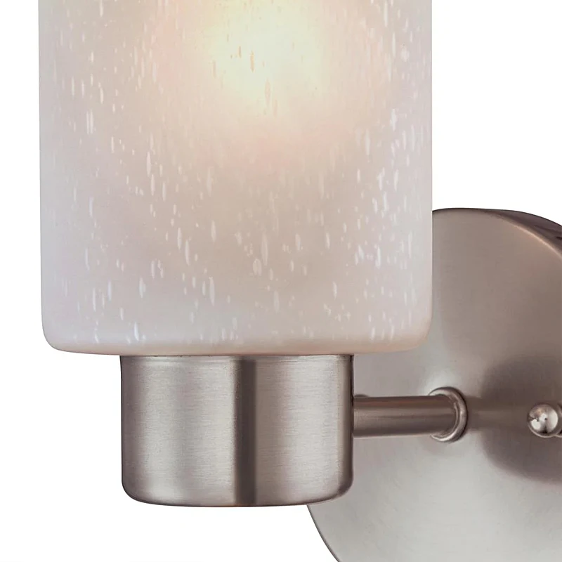 Factory Supply Brushed Nickel Linen Textured Frosted White Glass Mount Sconce Light Wall Fixture