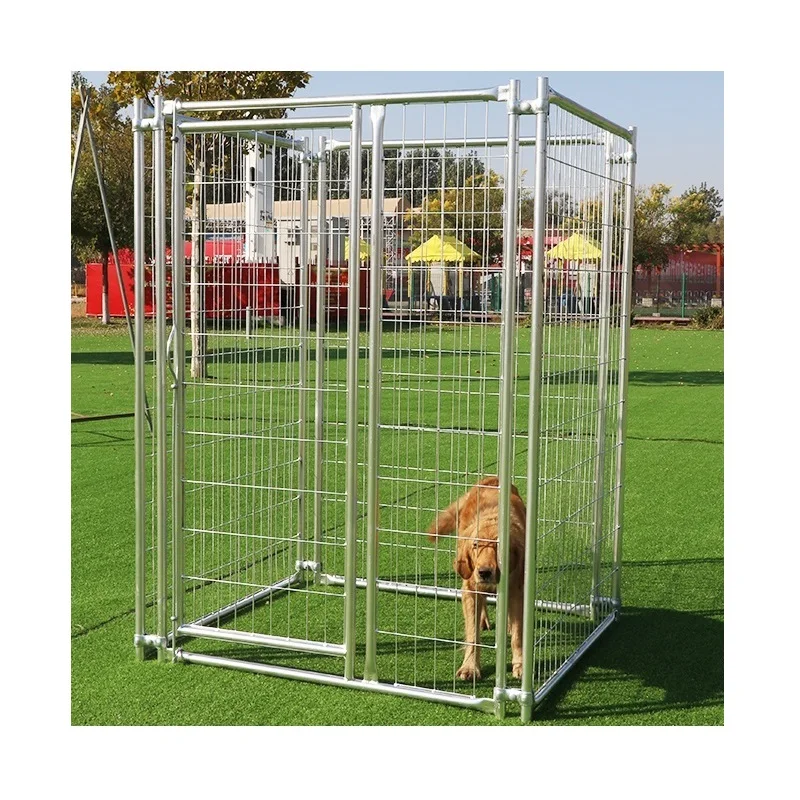 High Standard Metal Dog Kennel with Top Cover 1.5x1.5x1.8m Folded Dog House Large Steel Wire Mesh Dog Cage House