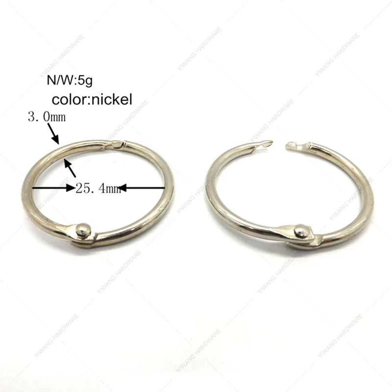 YIWANG Wholesale Silver O-Ring Metal 1 Inch Loose Leaf Book Ring For Notebook