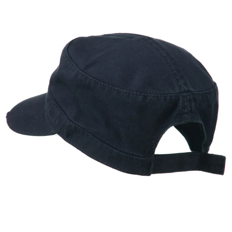 Wholesale Washed Cotton Custom Logo Vintage Flat Top Sports Cap Distress Embroidery Cadet Hat
