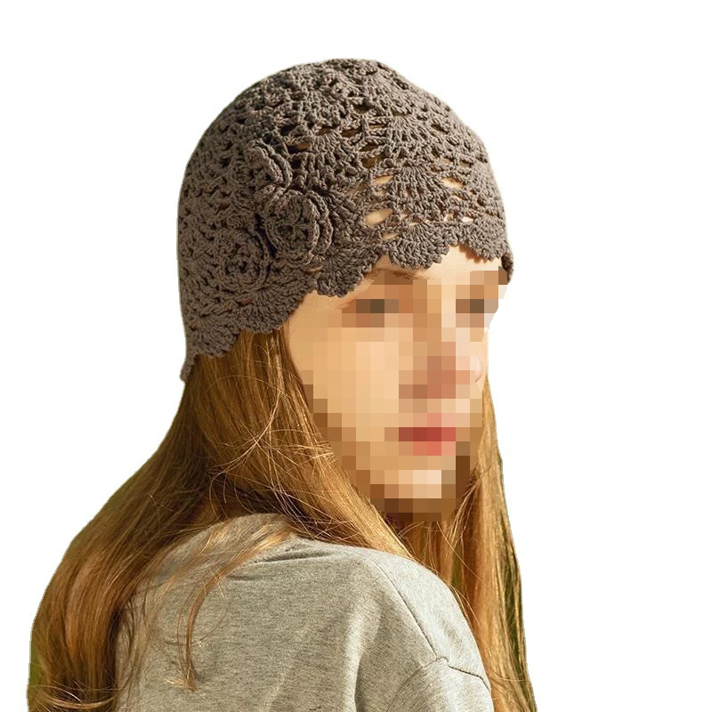 Factory Customautumn Casual Hand Crochet Hats Wool Knitted Adult Crochet Beanie Hat for Women