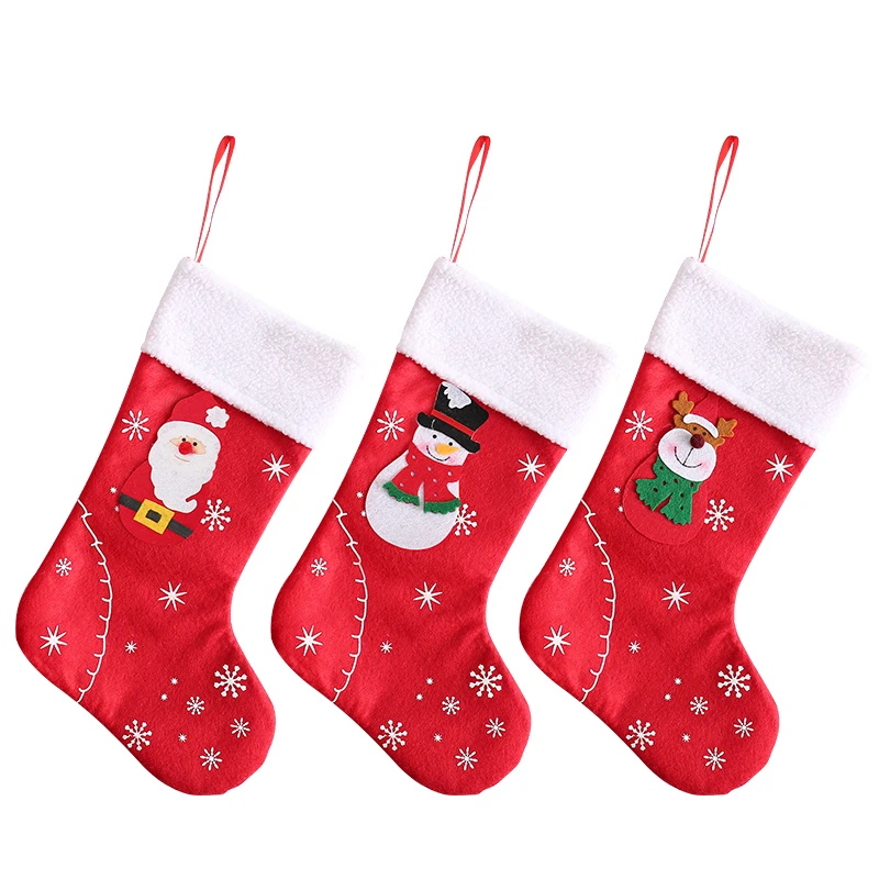 Hot Selling Santa Claus Style Christmas Socks Cute Knitting Items Red Decorations Ornaments and Gifts