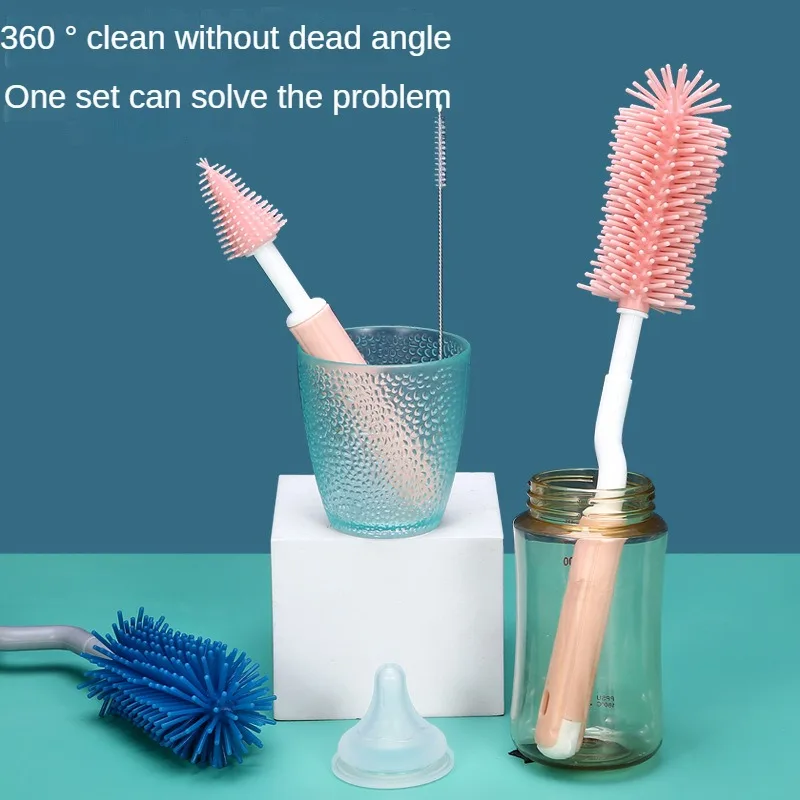 Cleaning Cup Glass Milk Brush Set Bottle Brushes Baby Bottle Cleaner Brush Set For Travel
