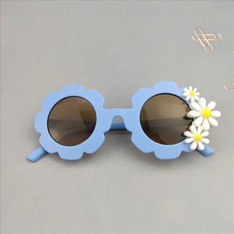 New Children Colorful Vintage Flowers Daisy Sunglasses UV400 Girls Boys Fashion Promotional Kids Sunglasses