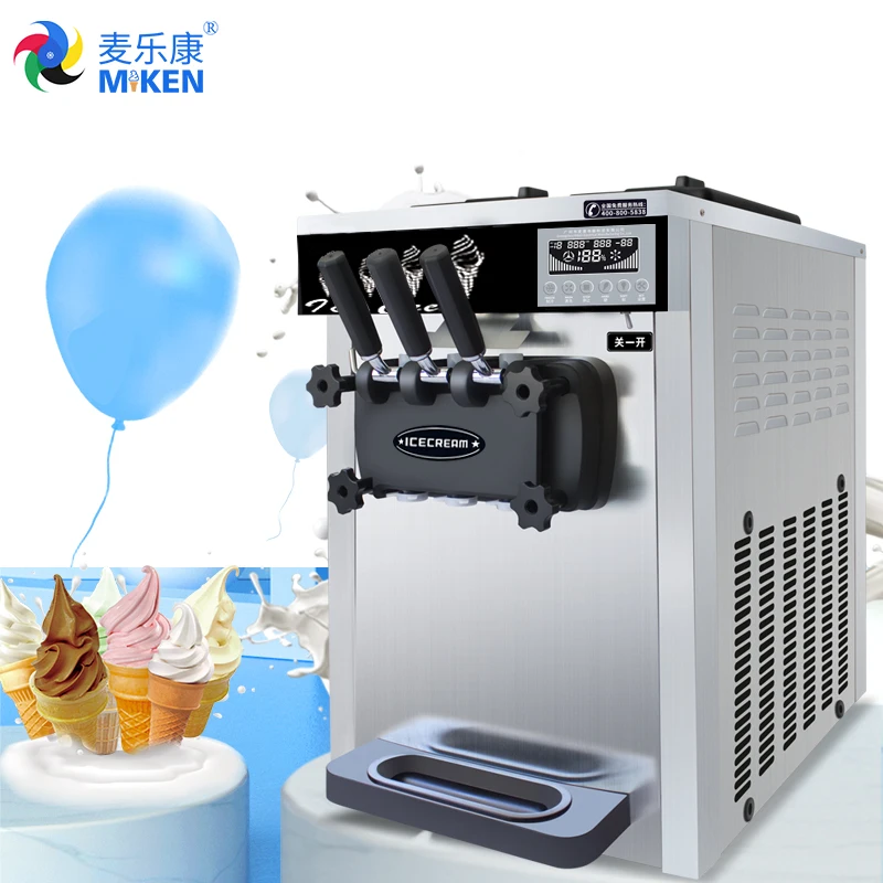MK-618CTB commercial table top three flavors with air pump stainless steel soft serve  ice cream machine for sale