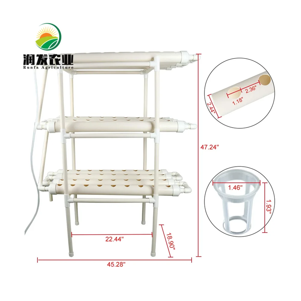 108 Holes 3 Layers Indoor Hydroponics Systems Vertical Grow Tower Nft Channel Microgreen Growing System Growth Rack