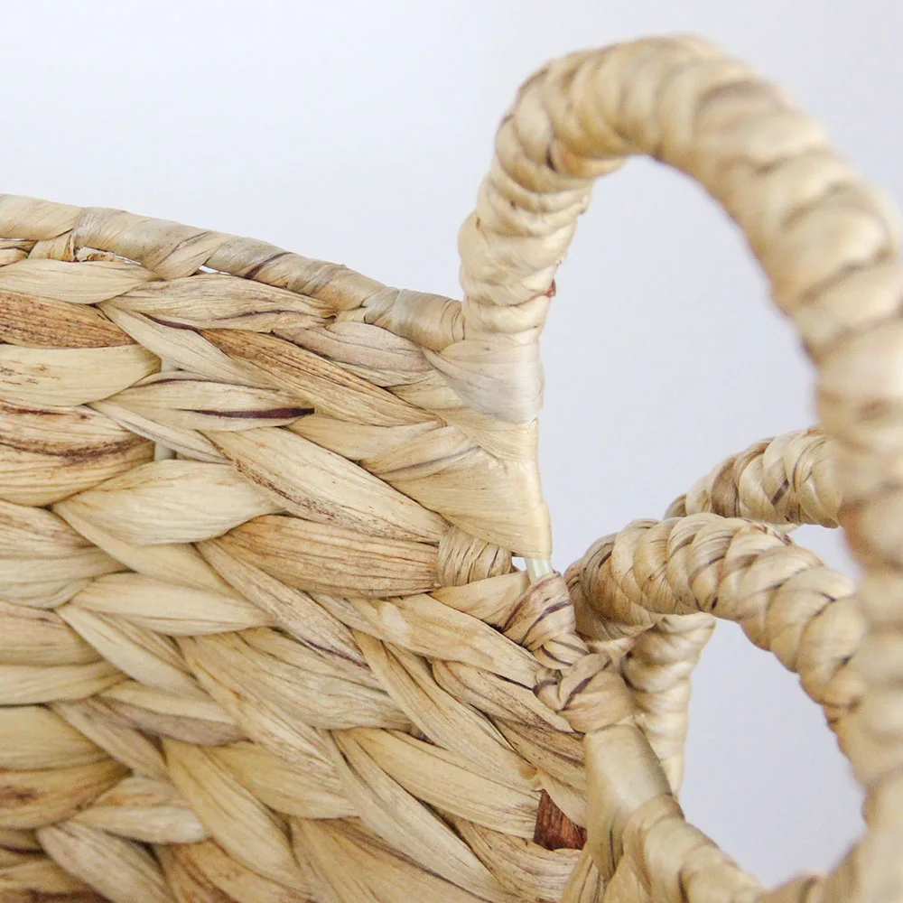 Natural Water Hyacinth Woven Nesting Storage Baskets(set of 3 baskets) wicker baskets with Handles Square woven in Boba