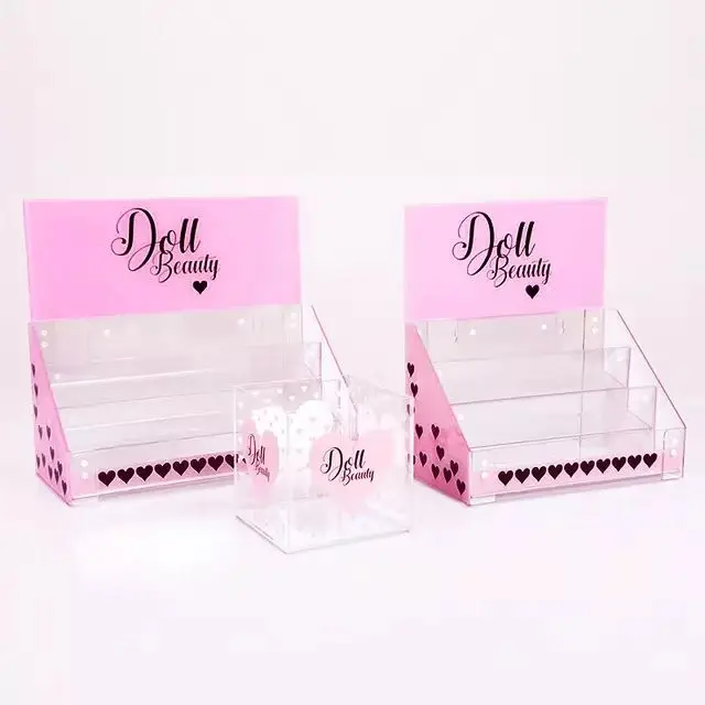 Custom Acrylic Transparent Multi-layer Nail Polish Display Stand Lipstick Storage Box Cosmetics Desktop Display Stand