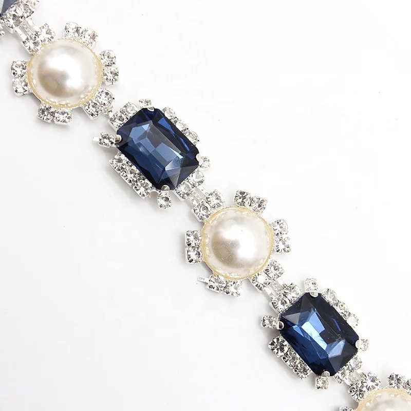 Wholesale Rhinestones Crystal Pearl Chain Trim With Cup Trimming Rhinestones For Accessories
