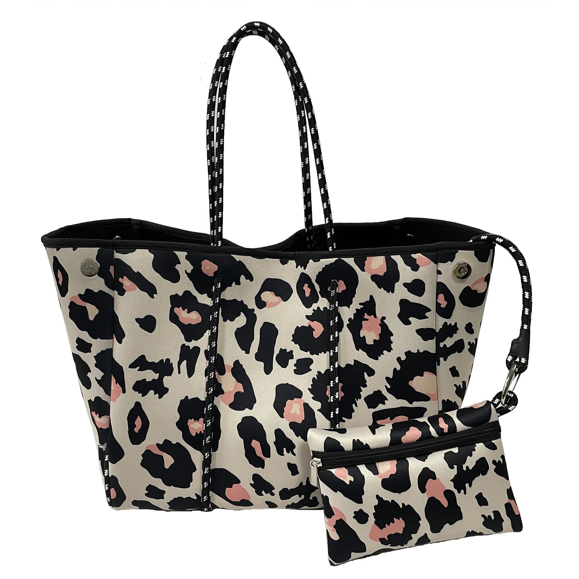 Wholesale Waterproof Custom Logo Large Shoulder Tote Cooler Bag Women Neoprene Beach Tote Bag with Wallet
