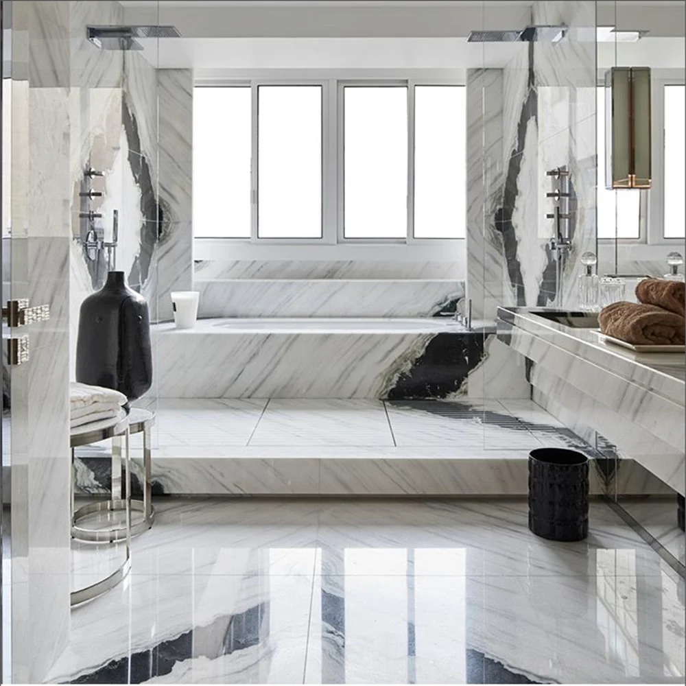 Factory Outlet Kitchen Floor White panda board Natural Marble Tile