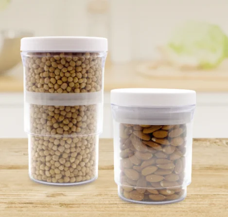 2IN1 SMART STORAGE JAR  Plastic Jars with Screw Top Lids Food Storage Container Transparent Portable Grain Jar