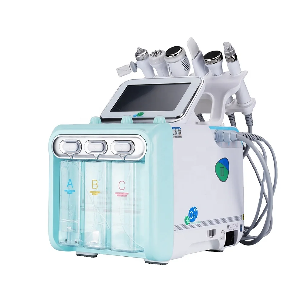 6 Handles Skin Care Machine Small Bubble Face Cleaning Peeling Water Facial Jet H2o2 Hydrogen
