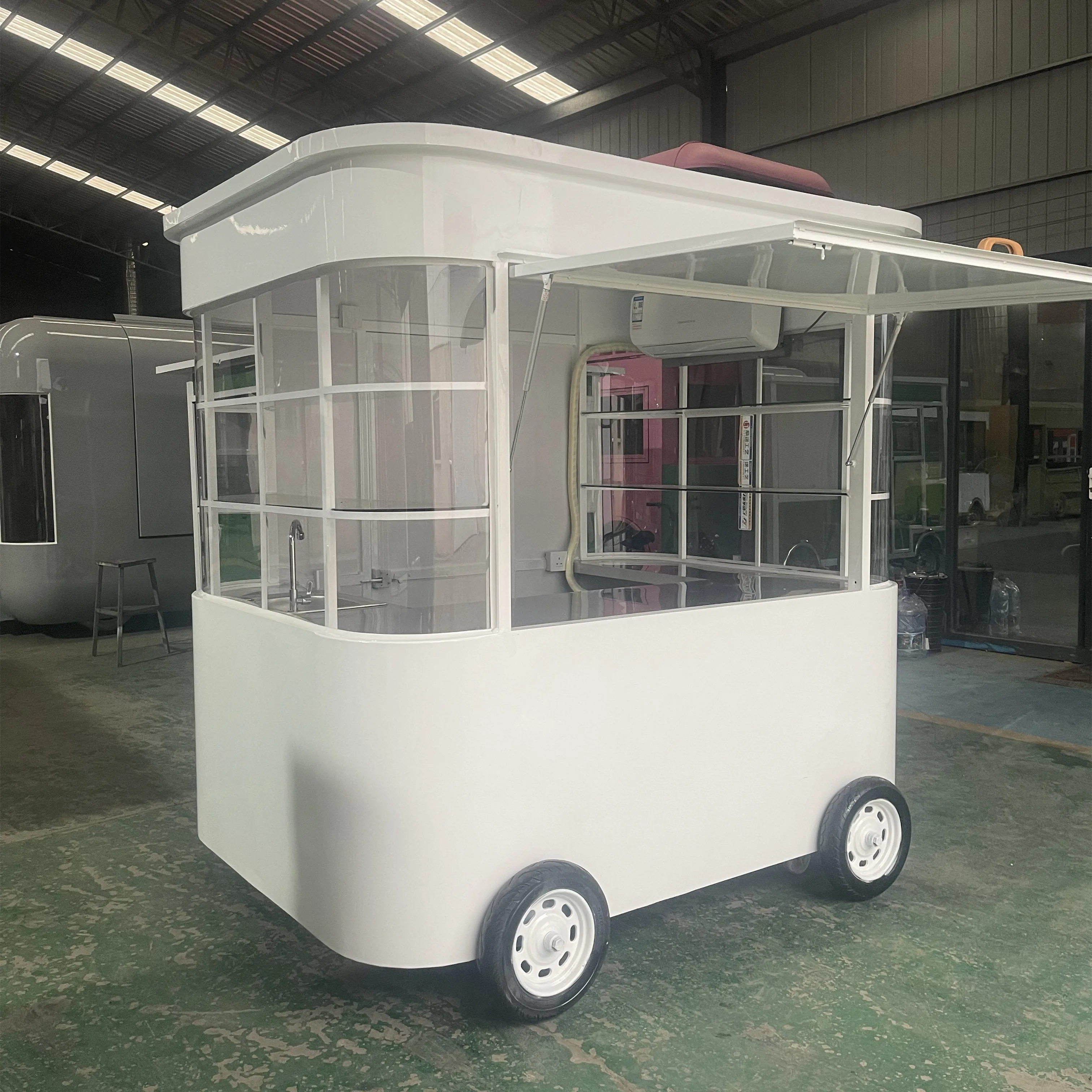 2024 new arrival hot selling factory outlet mobile coffee milk tea soybean milk fresh juice vegetable fruit salad car trolley