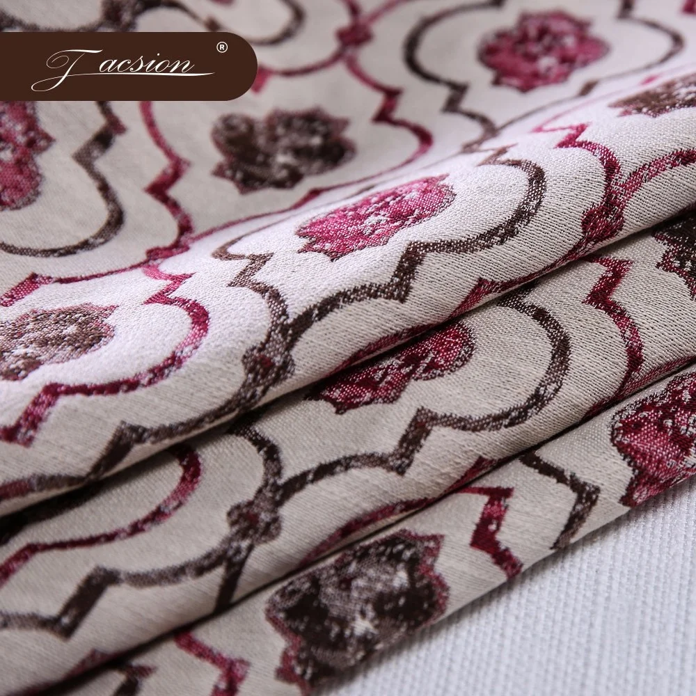 Cotton Polyester Jacquard Plaid Tapestry Woven Fabric For Hotel Curtain Textile Fabric