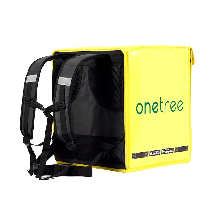 Customize high quality glossy yellow glovo thermal insulated hot food pizza delivery backpack sac l bag glovo sac livraison