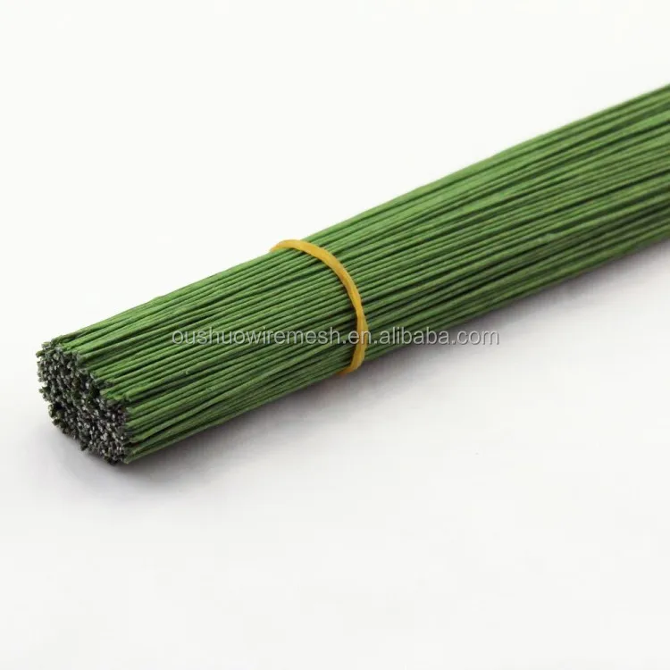 Precut 14 inch length 18 Gauge green color paper covered metal craft iron wire florist stem wire
