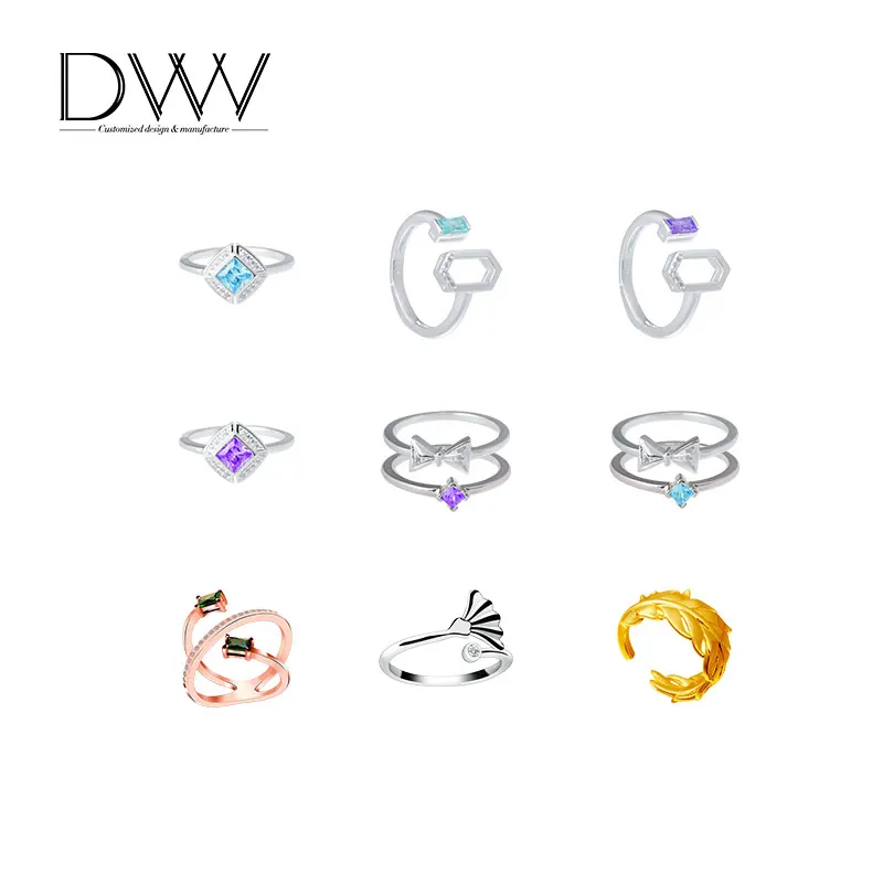 Lowest Price Gold Platted Silver Chain Ring Myanmar Jewellery Ring