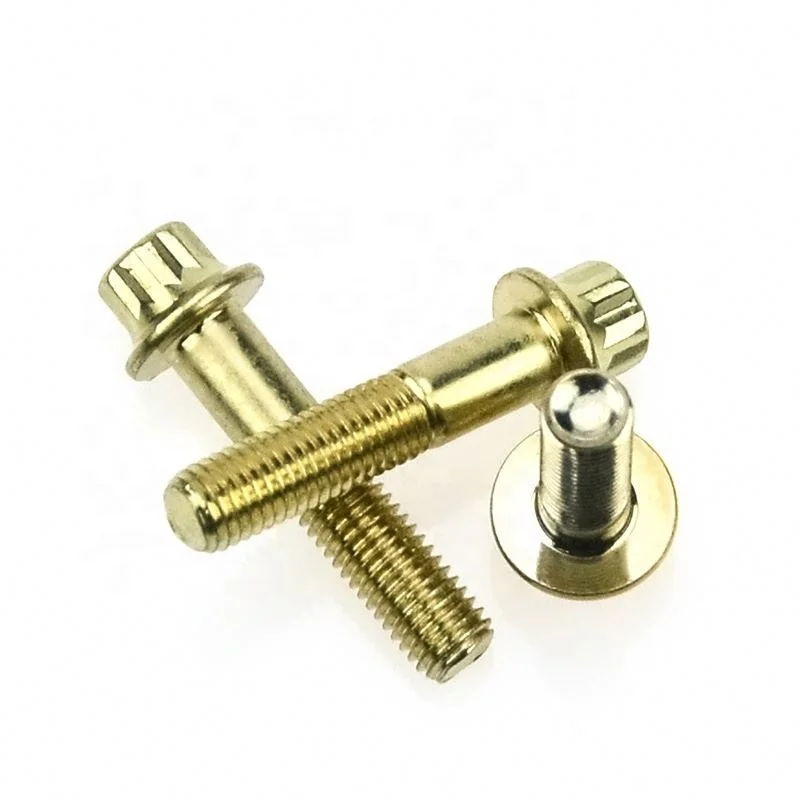 10.9 Grade Alloy Steel Wheel Hub Bolts Screws Stainless Steel M7*32mm M7*24mm 12 Point Flange Titanium Split Rim Bolt  For BBS