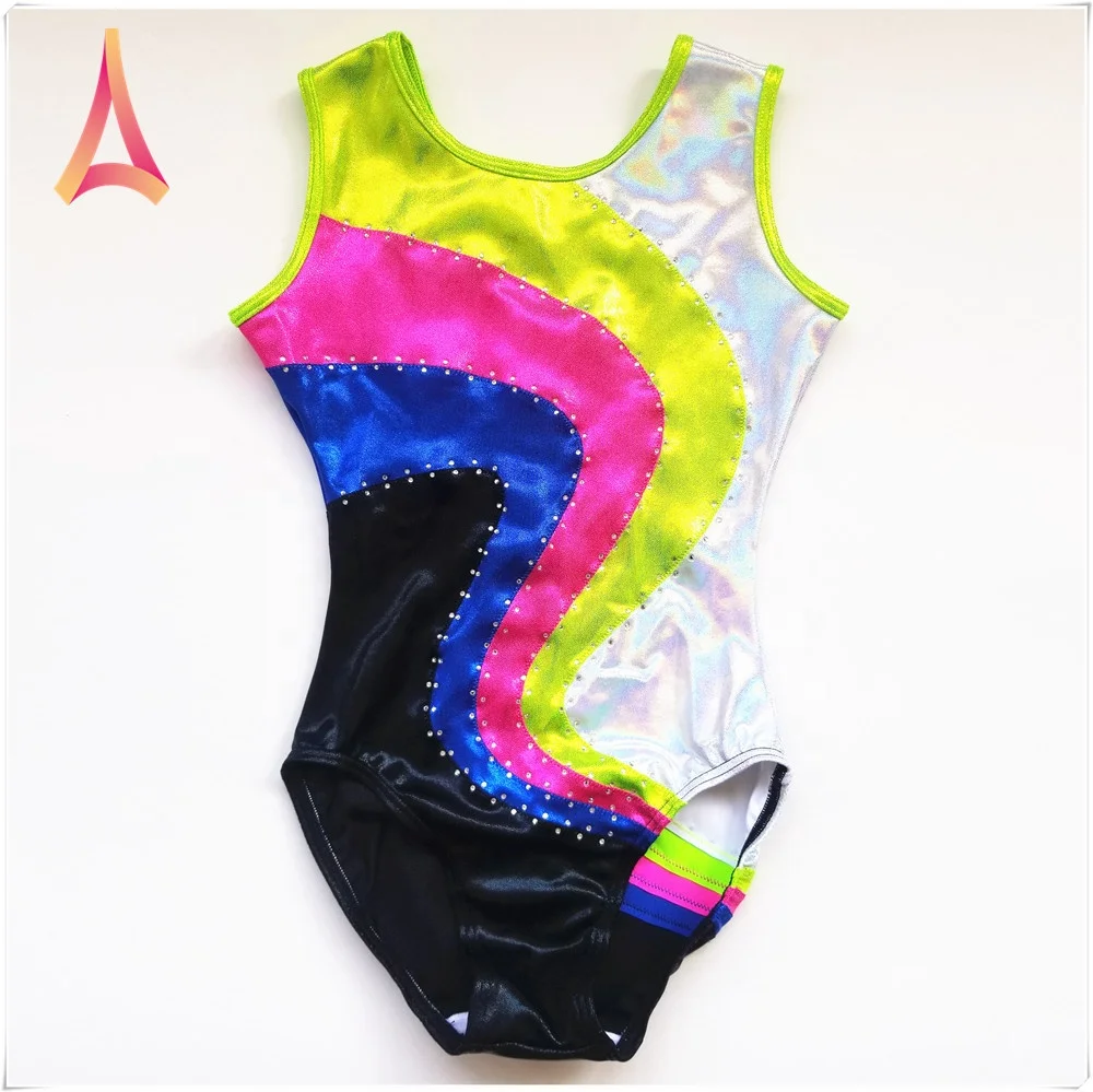 Оптовая продажа, блестящий Профессиональный Цельный купальник из лайкры для маленькой девочки для художественной гимнастики