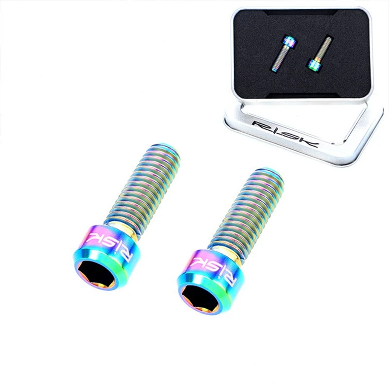 2pcs Risk Titanium Alloy Bike Crank Arm Bolts M6*18mm MTB Mountain Bike Screws Ultralight Cycling Crank Arm Bolts Bike Parts