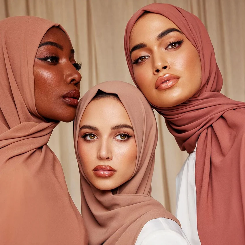 Wholesale Custom Scarf Chiffon Hijab Muslim Tudung Woman Shawl Ethnic Scarves For Women Stylish Jersey Hijab