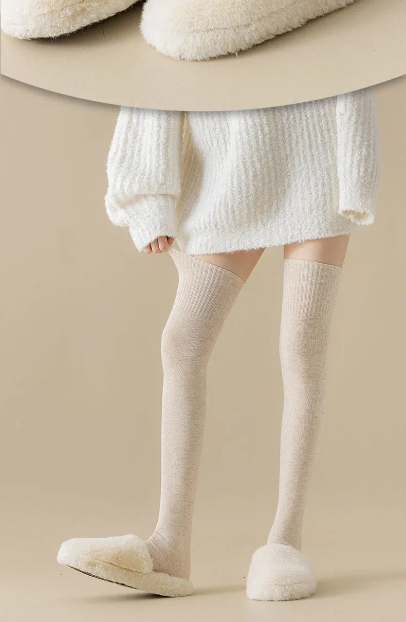Wool knee socks Autumn and winter plush thickened warm long tube Japanese jk calf socks Winter high tube anti-skid stockings