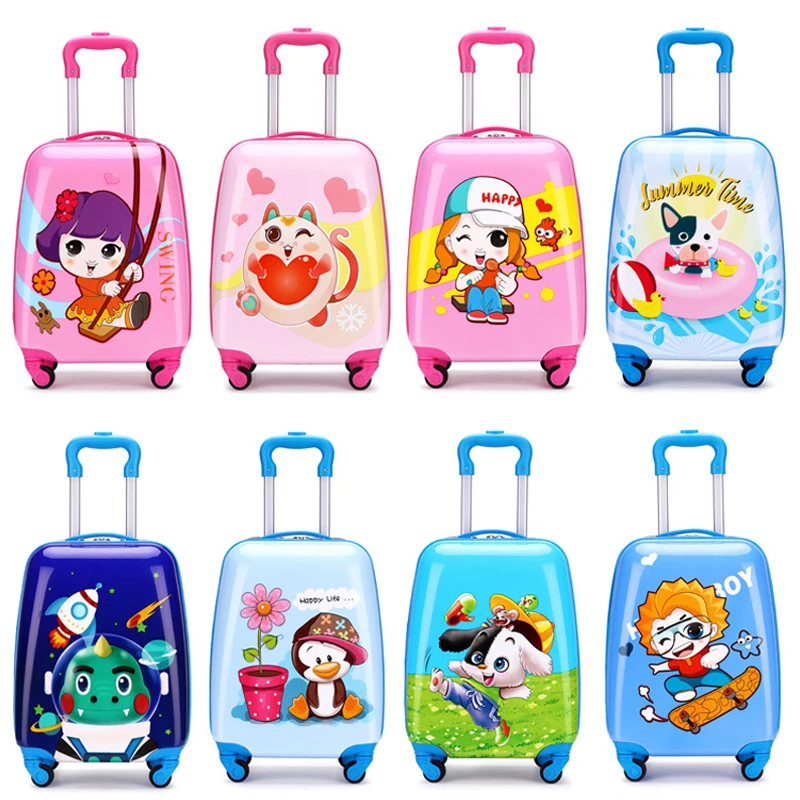 Hard-Sided Carry-On Travel Trolley Rolling Suitcase Spinner Luggage mini suitcase for kids for Kids-Blue