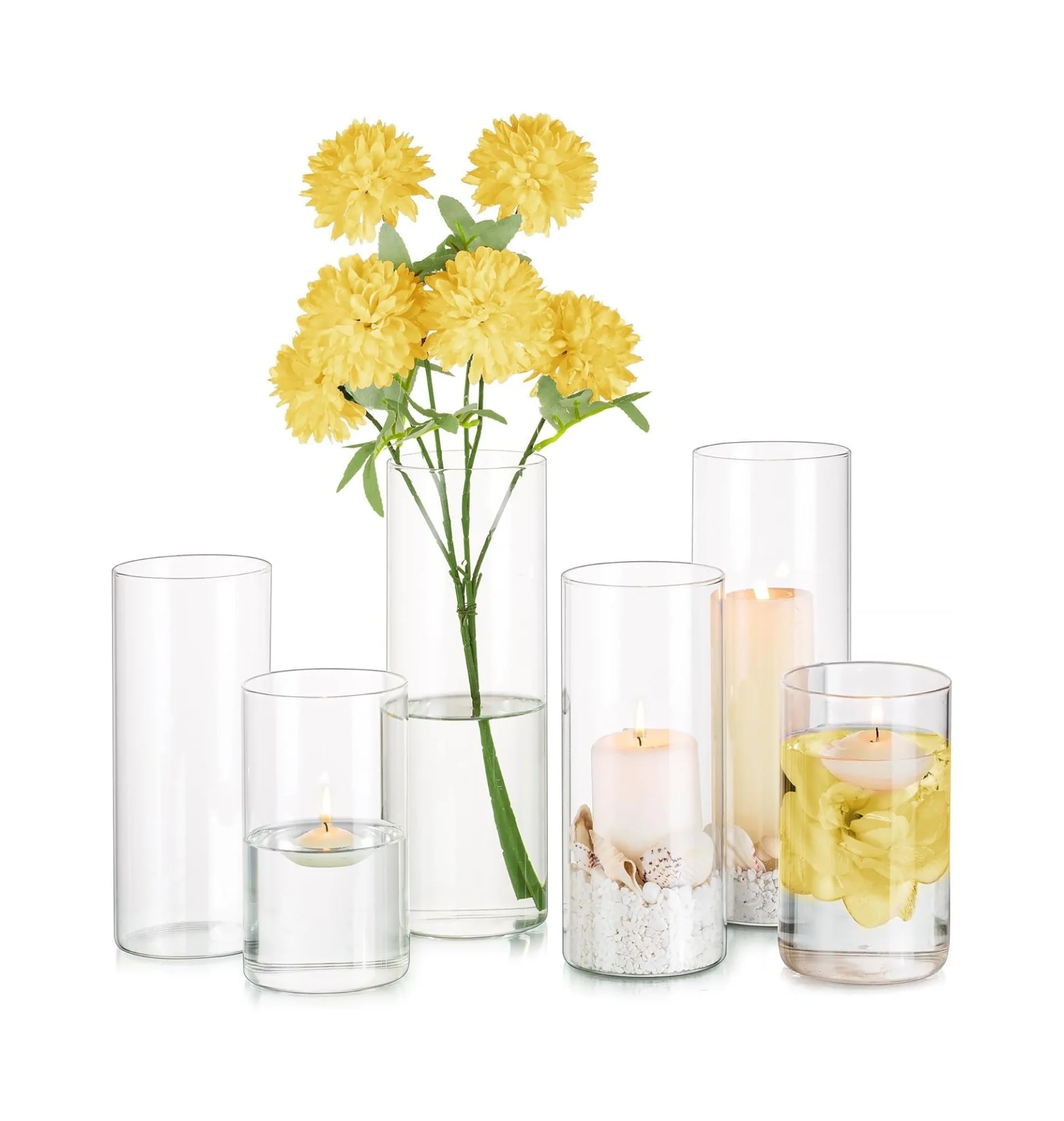 Borosilicate 6-piece glass set Plant flower glass vase Home decoration Borosilicate glass vase set