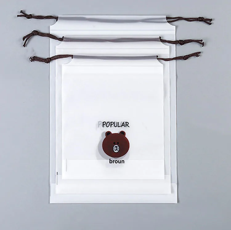 Bear Drawstring Pocket Waterproof Socks Packaging Bag Transparent Drawstring Bag