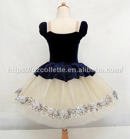 dance costume  adult stage ballet tutu dress children one piece performance  short sleeve velvet knee length dance party dress
