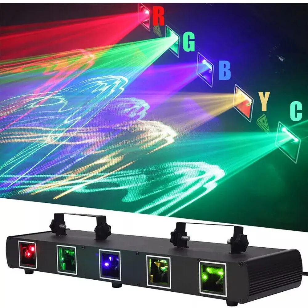 Popular 5 Lens Led Stage Light Dmx Rgb Animation Dj Disco Laser Lights Professional Audio Beam Party Lighting Effects for Club