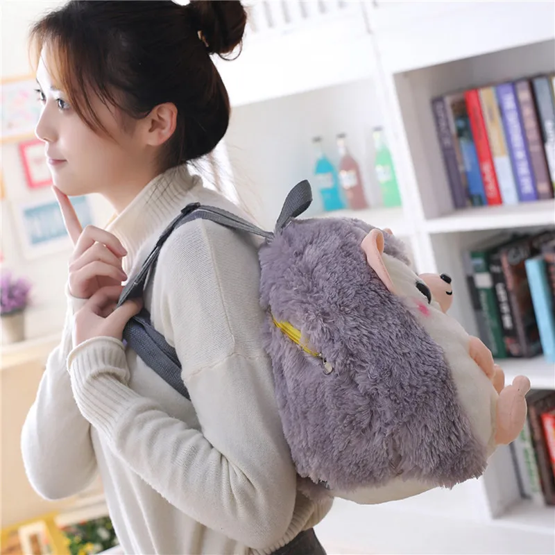 Fashion Cute Cartoon Hedgehog Shaped Children Kindergarten Student Plush Toy Backpack