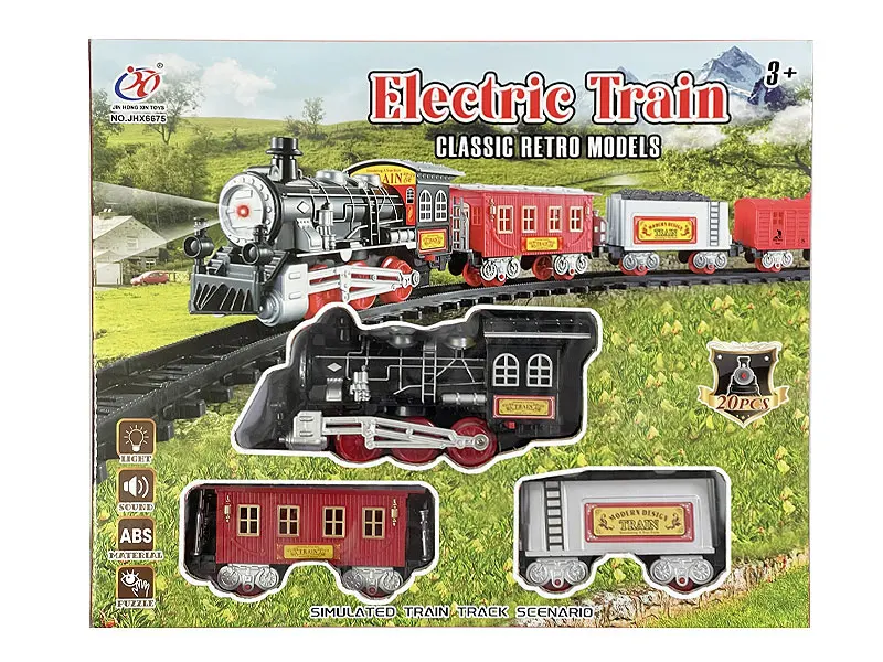 Jinming New Design class retro toys models electric rail train set with music and light