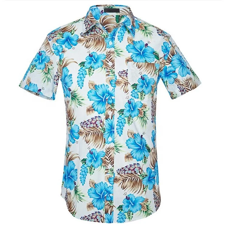 100% Rayon Hawaiian Shirts Wholesale Men Cheap Beach Aloha Shirts