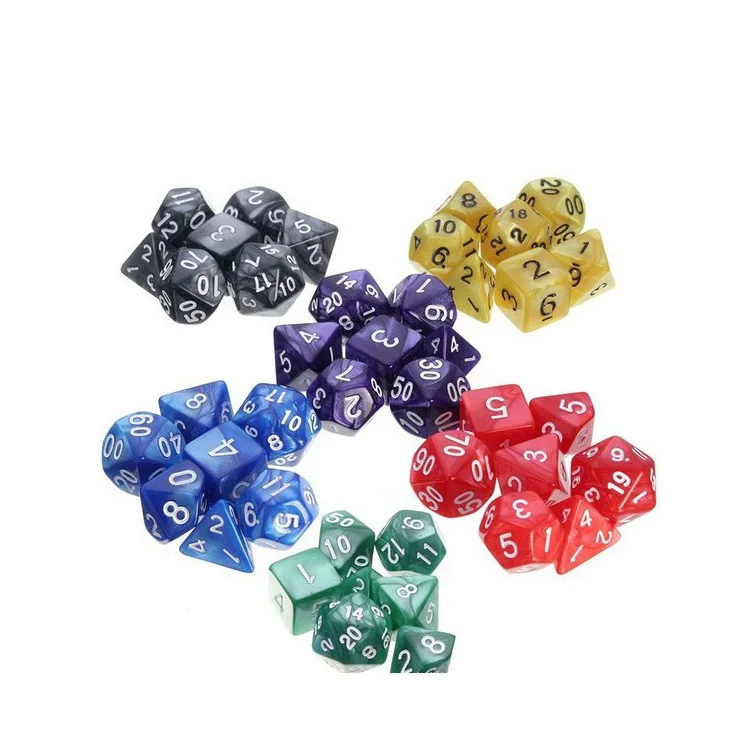 Wholesale custom transparent starry double-color dice with golden glitter board game DND polyhedral dice set