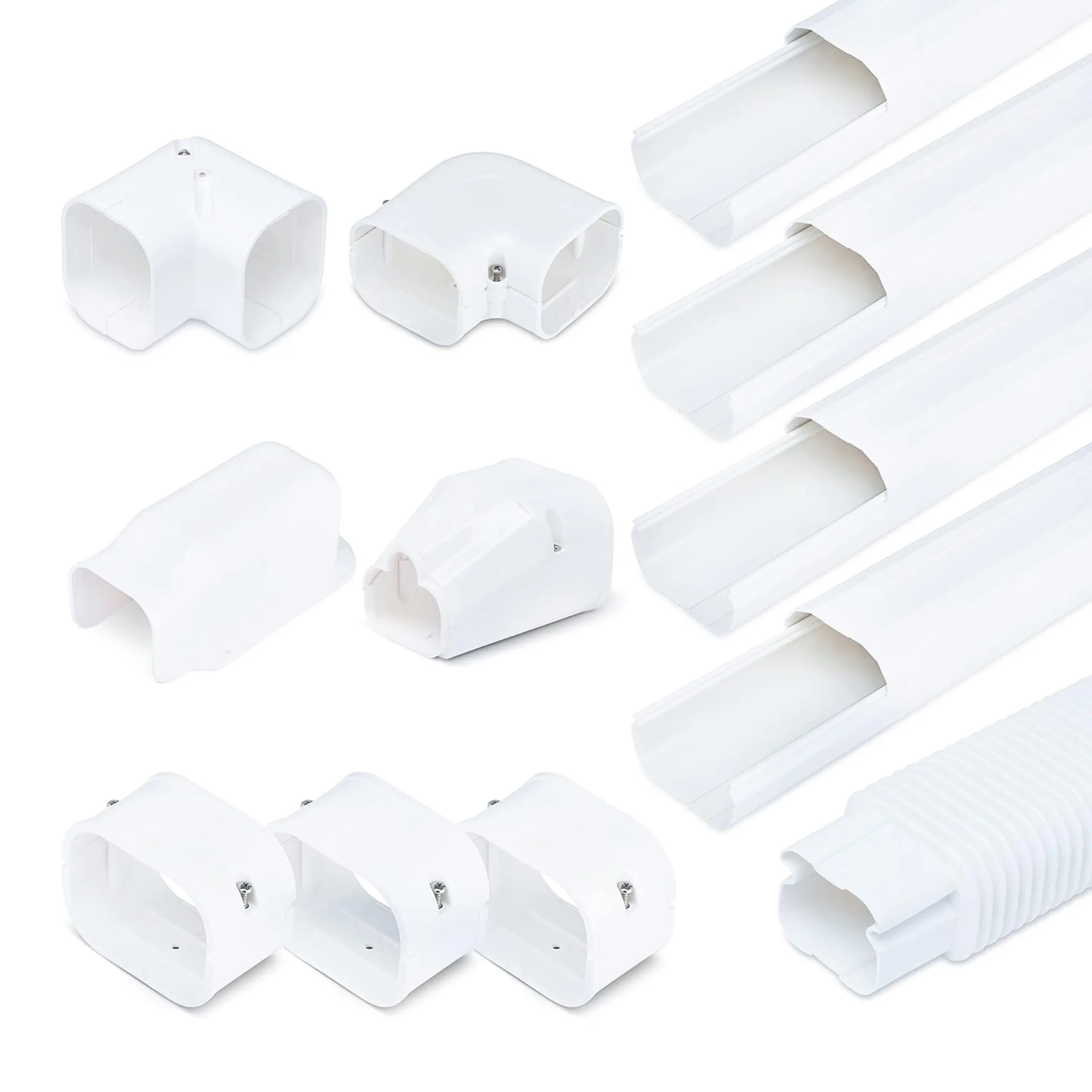 Mini Split White Line Set Cover Decorative PVC AC Line Cover Kit for Heat Pump System and Central AC
