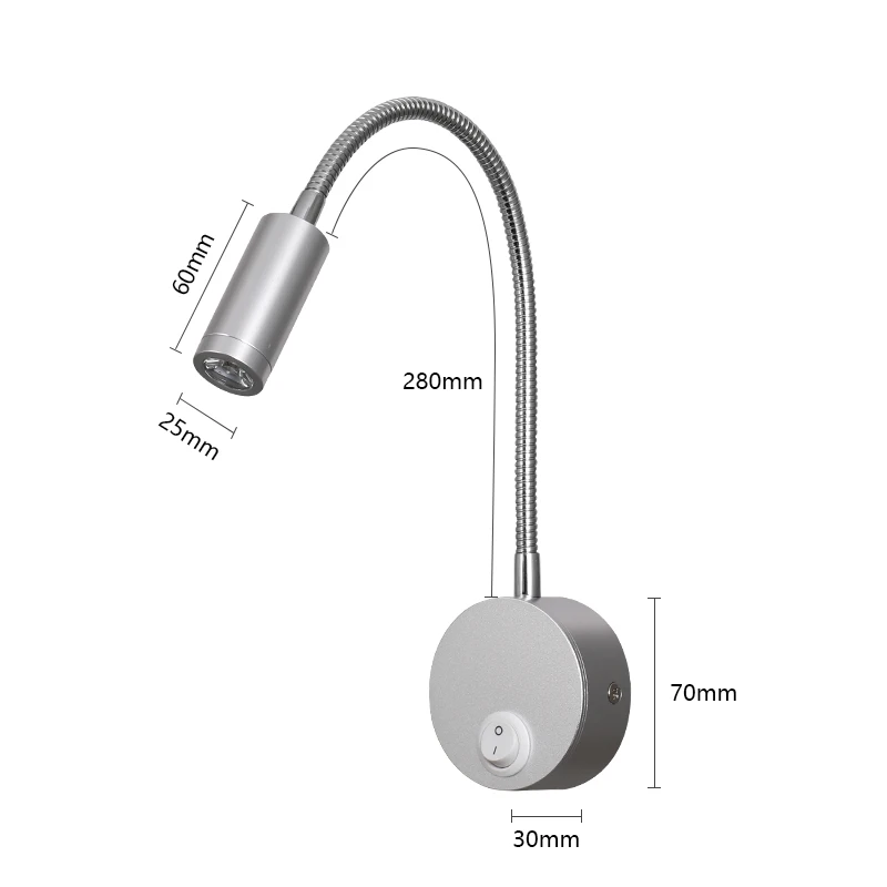 RV lights 12-24V LED Flexible Gooseneck Wall Reading Light Wall Mounted Bedside Lamp With Switch for Bedroom Workbench Hotel