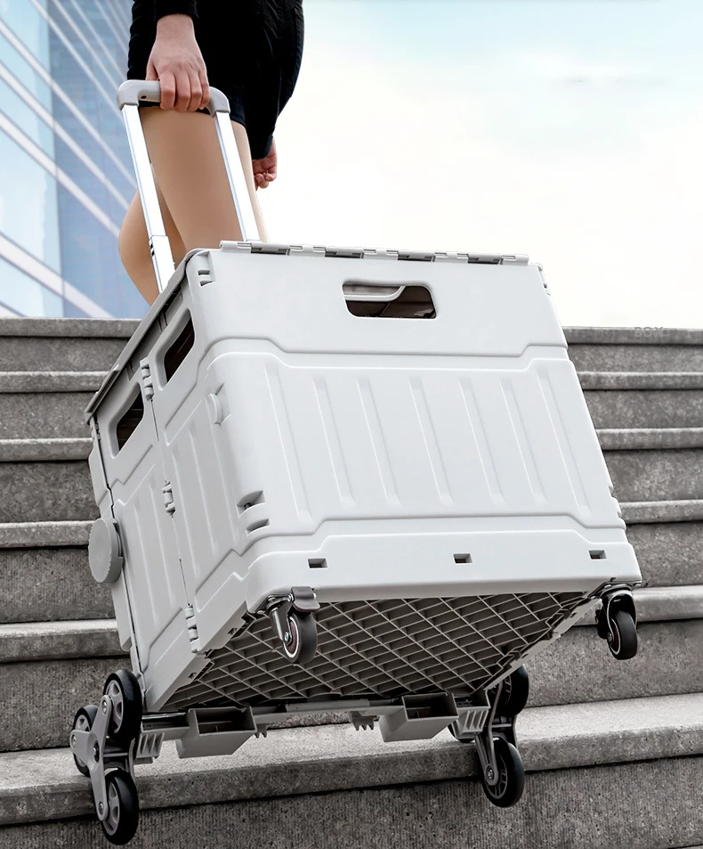 Пластиковые складные тележки для покупок с телескопической ручкой, складная тележка для покупок для дома