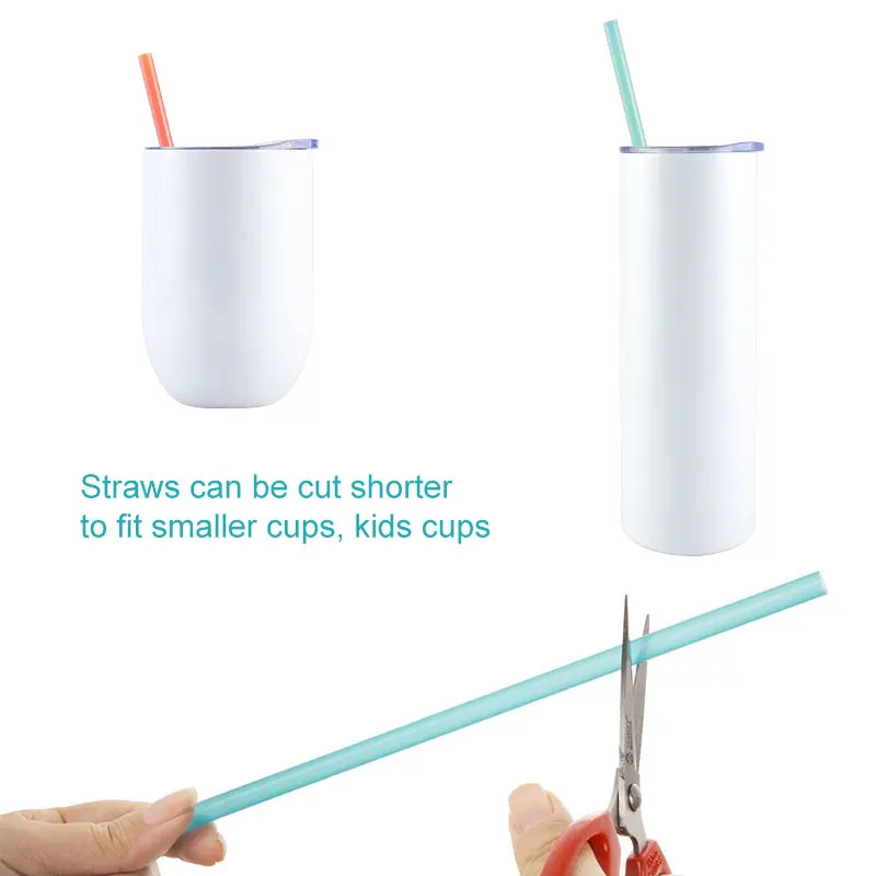Rainbow Colored Reusable Tritan Plastic Replacement Straws for 20 OZ 30 OZ Tumblers Set of 10 Pcs Drinking Straws