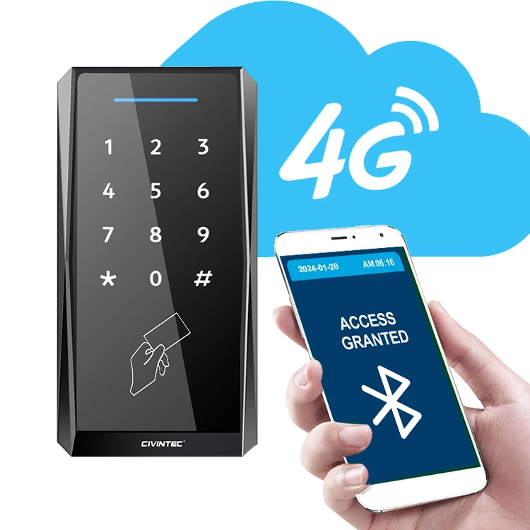 Civintec touch Keyboard QR Code RFID NFC/ BLE Access Control with POE remotely controlled cellphone access control system